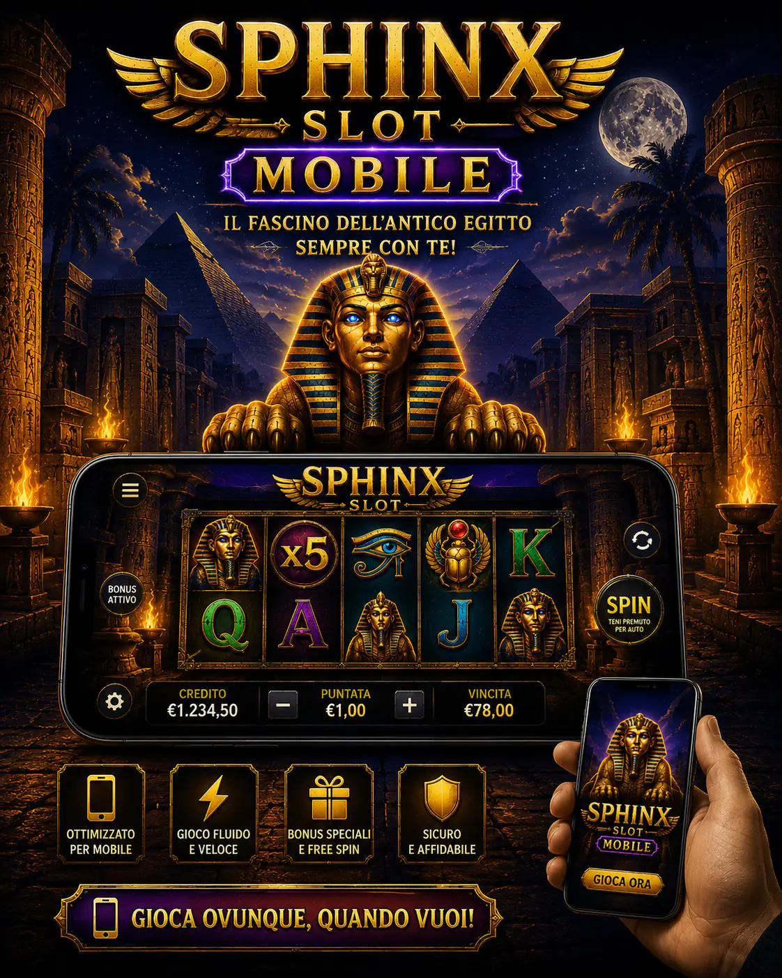 Ambientazione egizia e stile della slot